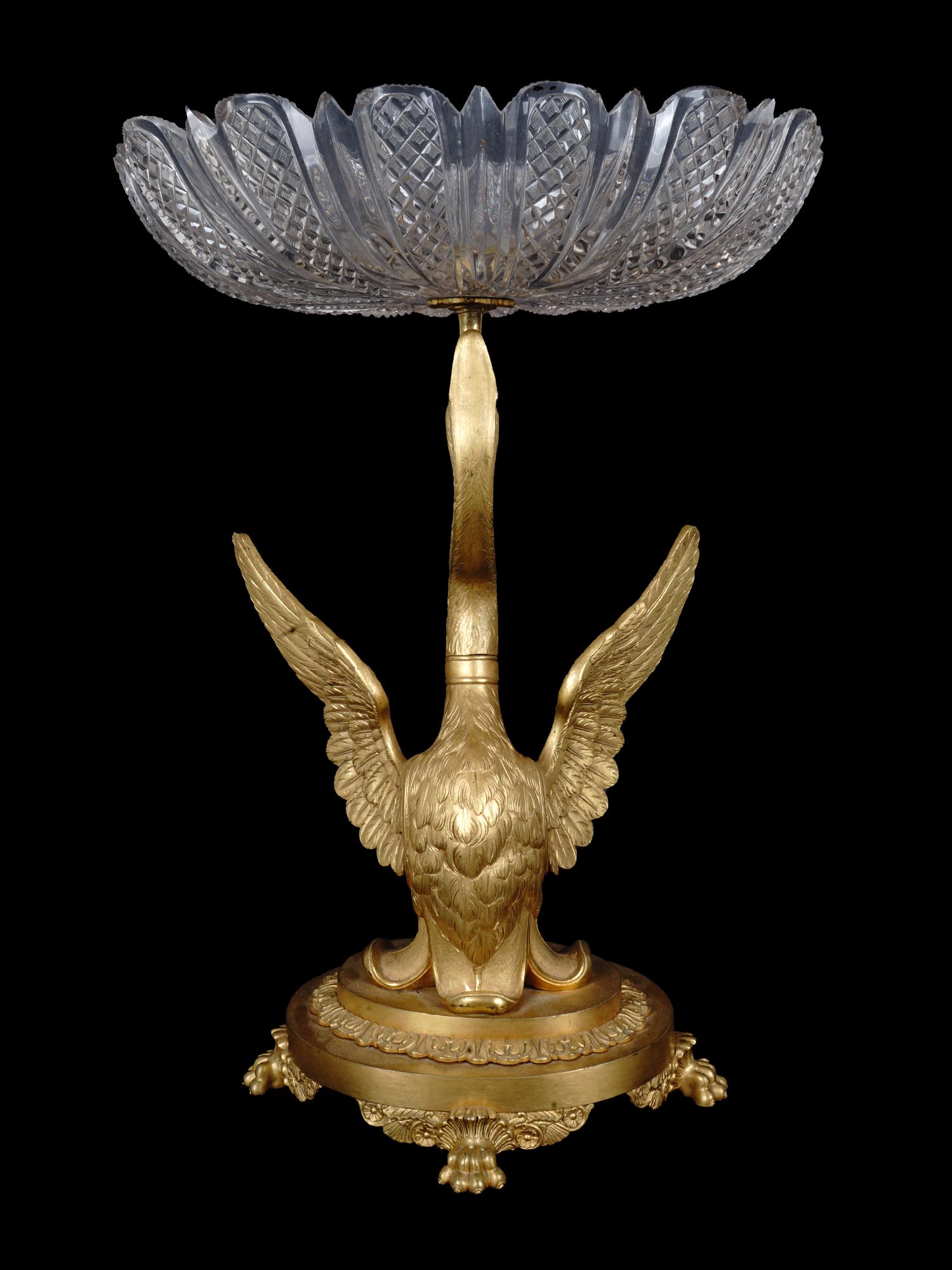 ANTIQUE FRENCH EMPIRE BRONZE SWAN CENTERPIECE PIC-3